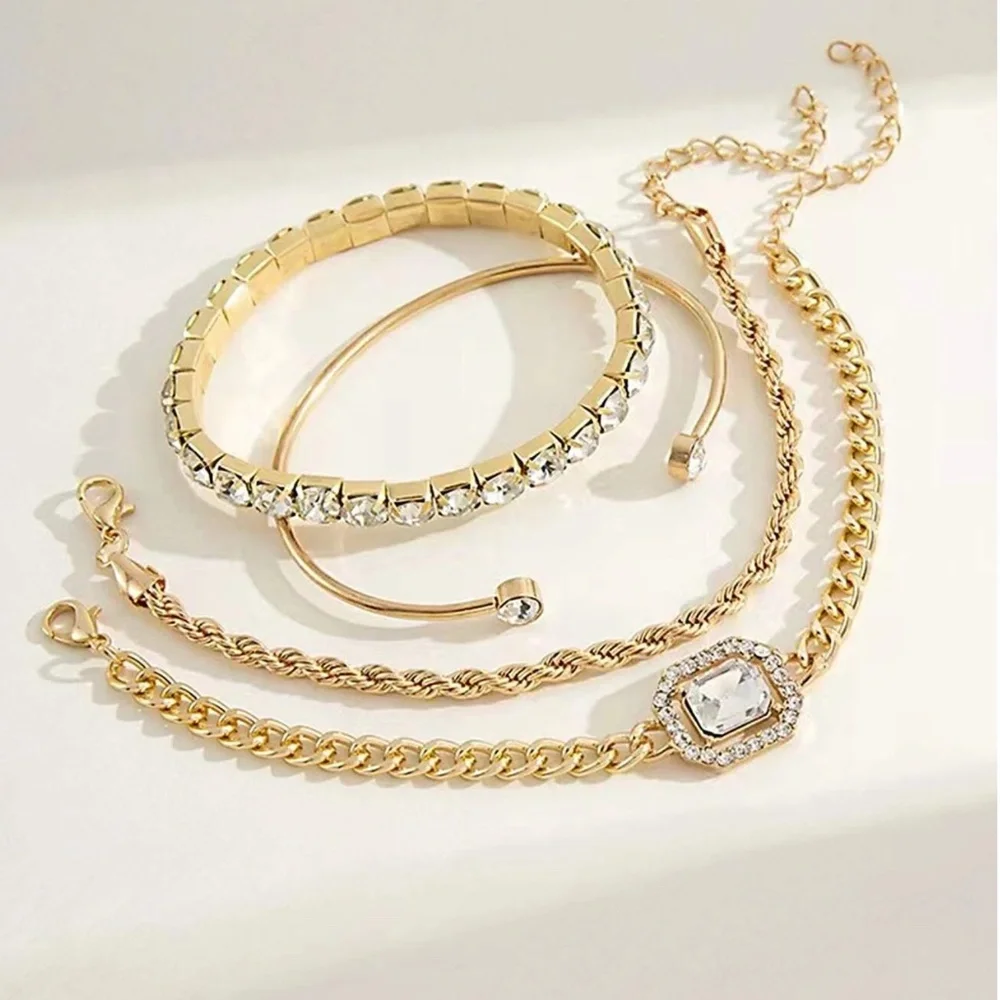 Luxe Statement Rhinestone rope Bracelet Set - Picture 4 of 5